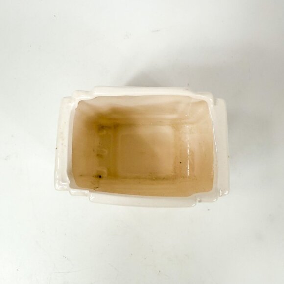 Vintage Napco Ceramic Art Deco White Planter Merry Christmas Green Bow Holiday D - Picture 2 of 6